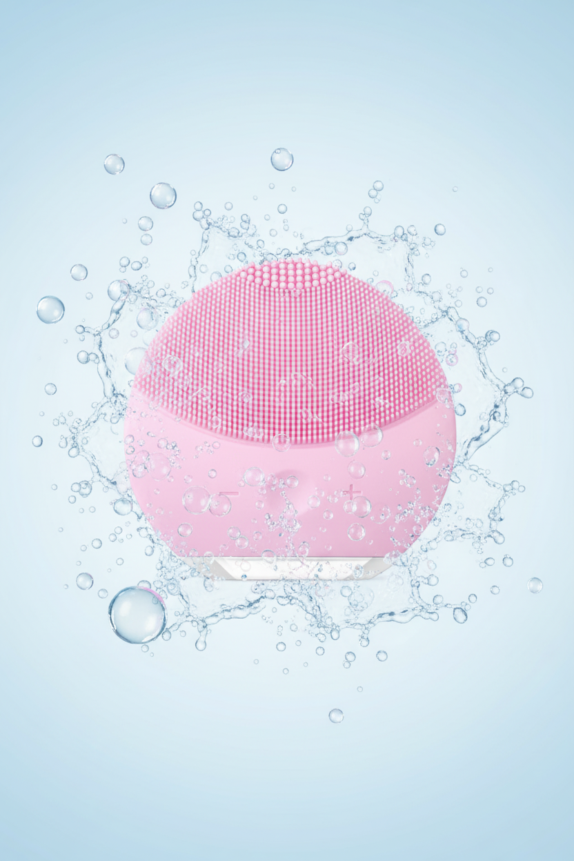 Limpiador y Masajeador Facial Eléctrico de Silicona (Rosa)