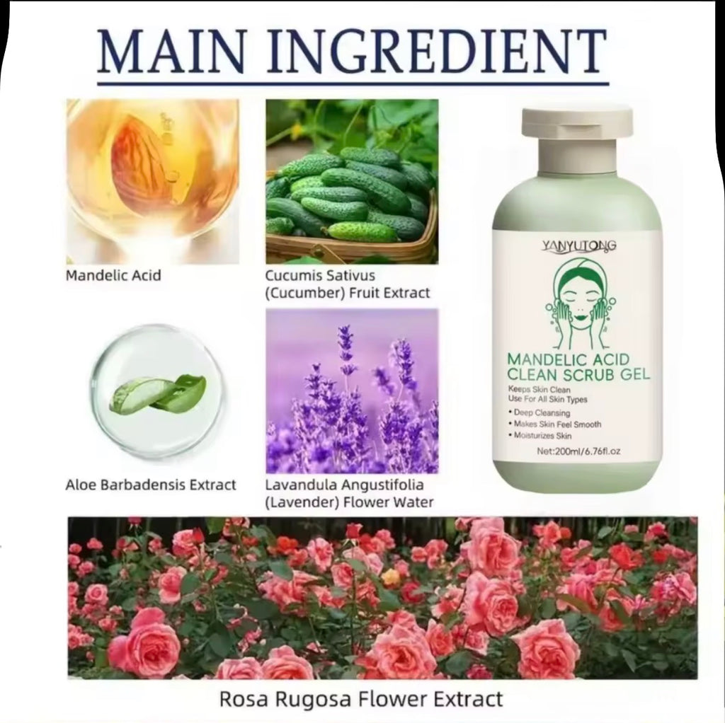 Gel Exfoliante Facial Mandelic Acid Clean Scrub – Limpieza Profunda 200ml