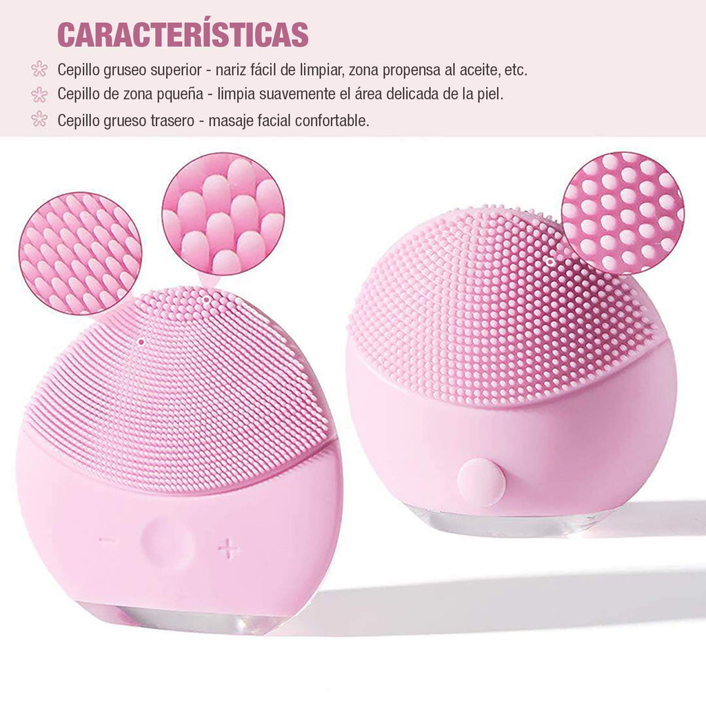 Limpiador y Masajeador Facial Eléctrico de Silicona (Rosa)