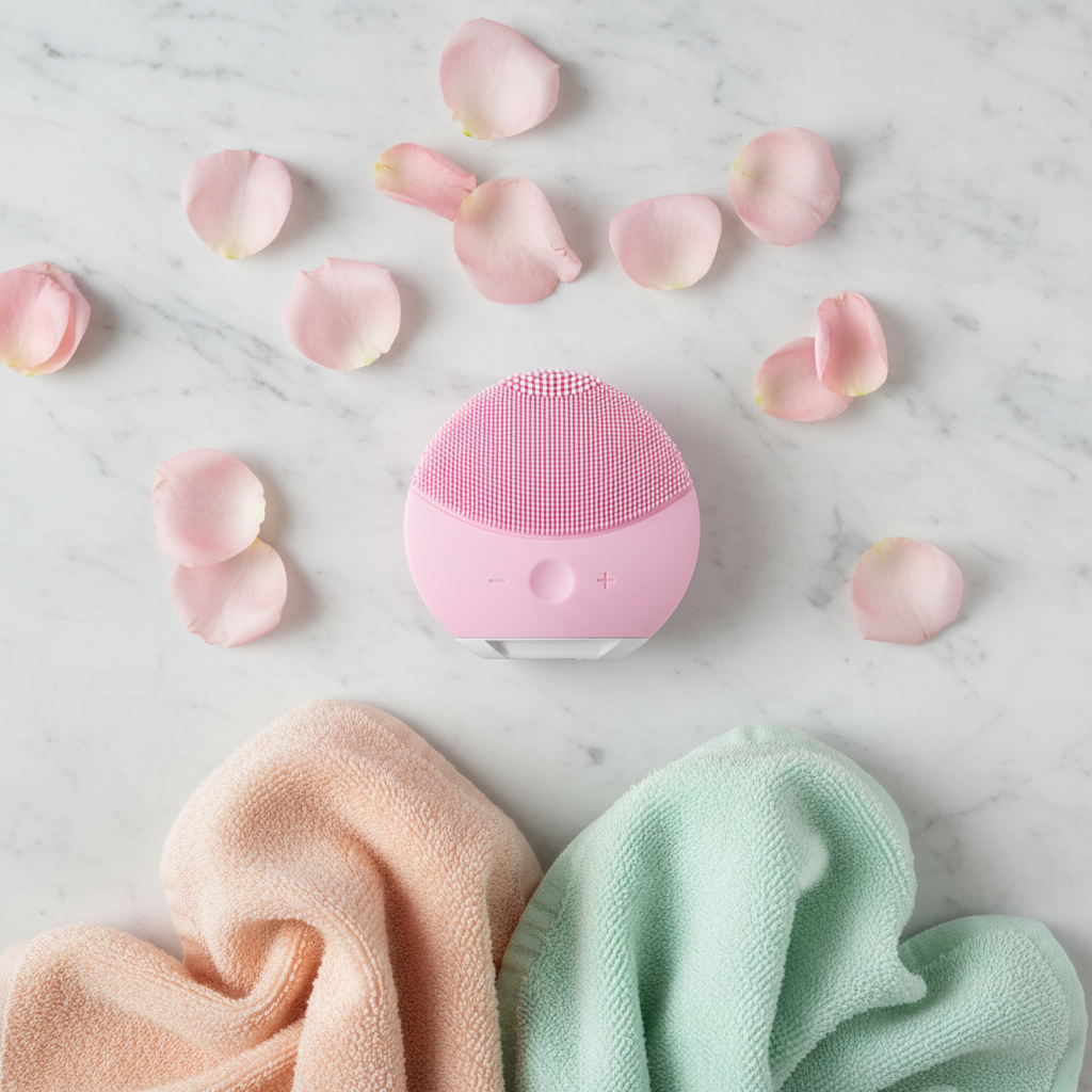 Limpiador y Masajeador Facial Eléctrico de Silicona (Rosa)