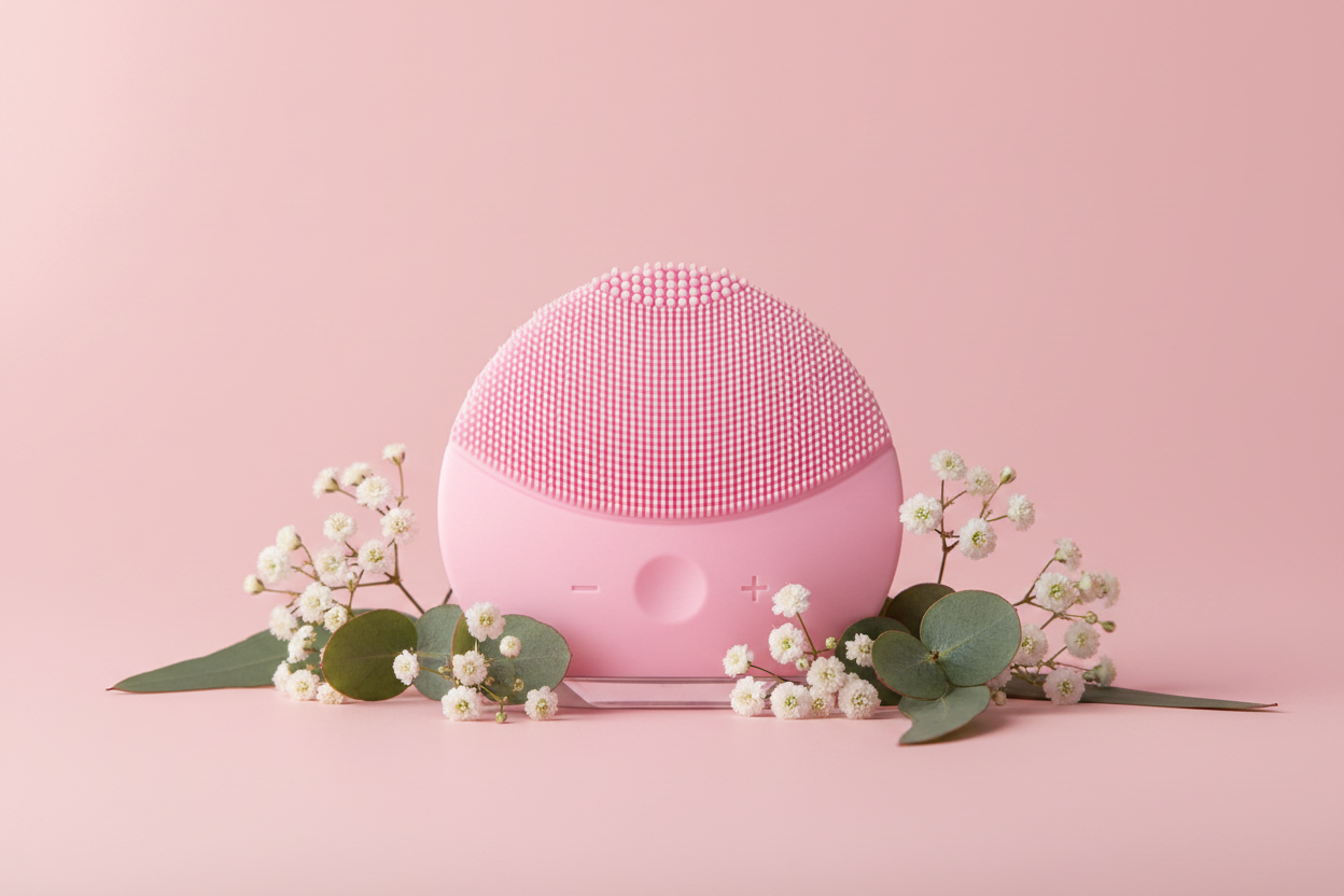 Limpiador y Masajeador Facial Eléctrico de Silicona (Rosa)