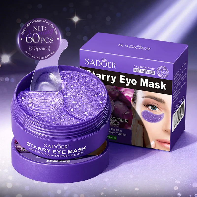 Parches de Hidrogel Anti-Ojeras con Colágeno y Uva (60 uds) - SADOER