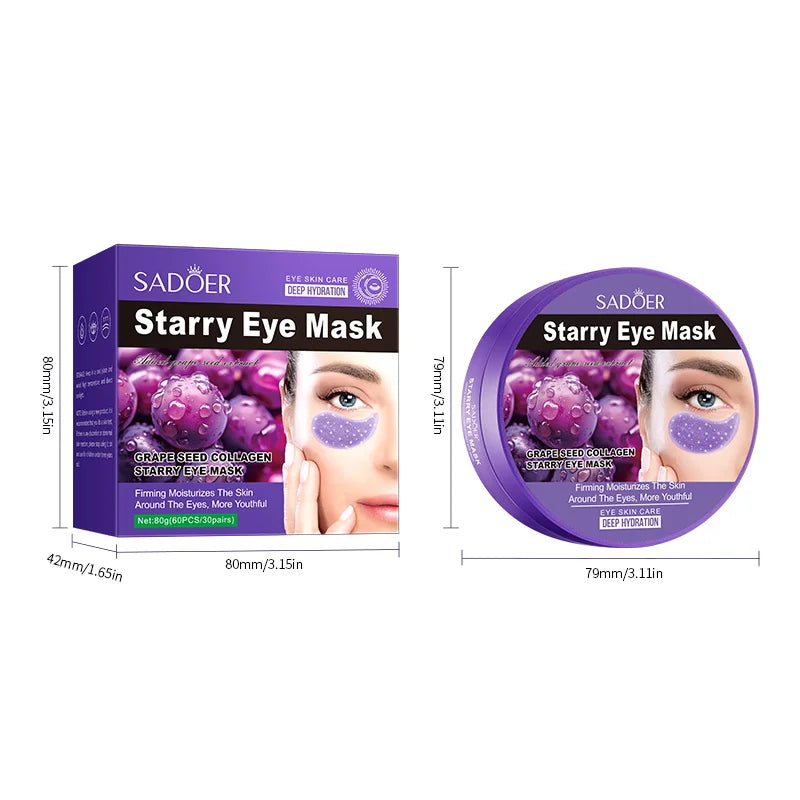 Parches de Hidrogel Anti-Ojeras con Colágeno y Uva (60 uds) - SADOER
