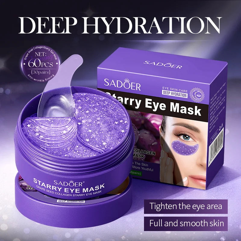 Parches de Hidrogel Anti-Ojeras con Colágeno y Uva (60 uds) - SADOER